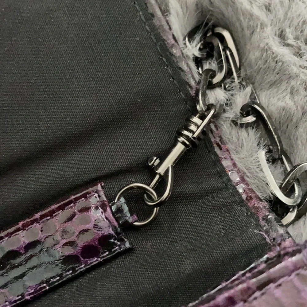 WHBM Amethyst & Black Snakeskin Clutch with Chain - Picture 5 of 9